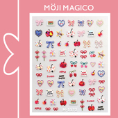 茉季 手绘小苹果爱心蝴蝶结贝壳光美甲贴纸防水指甲贴装 饰品M1172