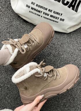 厚底加绒时尚雪地靴女款2024新款冬季棉鞋毛毛保暖女靴