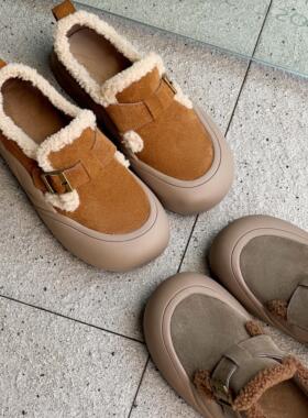 厚底勃肯棉鞋女款秋冬季2024新款加绒鞋子女保暖大头雪地靴