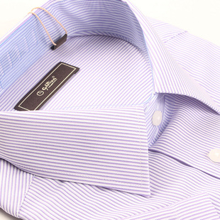 衬衫 夏季 新款 金利来条纹短袖 商务男士 衬衣紫色MSS20152007