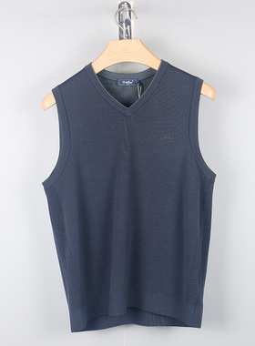 金利来男装毛衣V领羊毛混纺马甲背心2023秋冬新款MCWF11913213-78