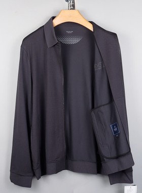 金利来男装翻领春印标简约舒适三防面料针织衫外套MWK23111402-78