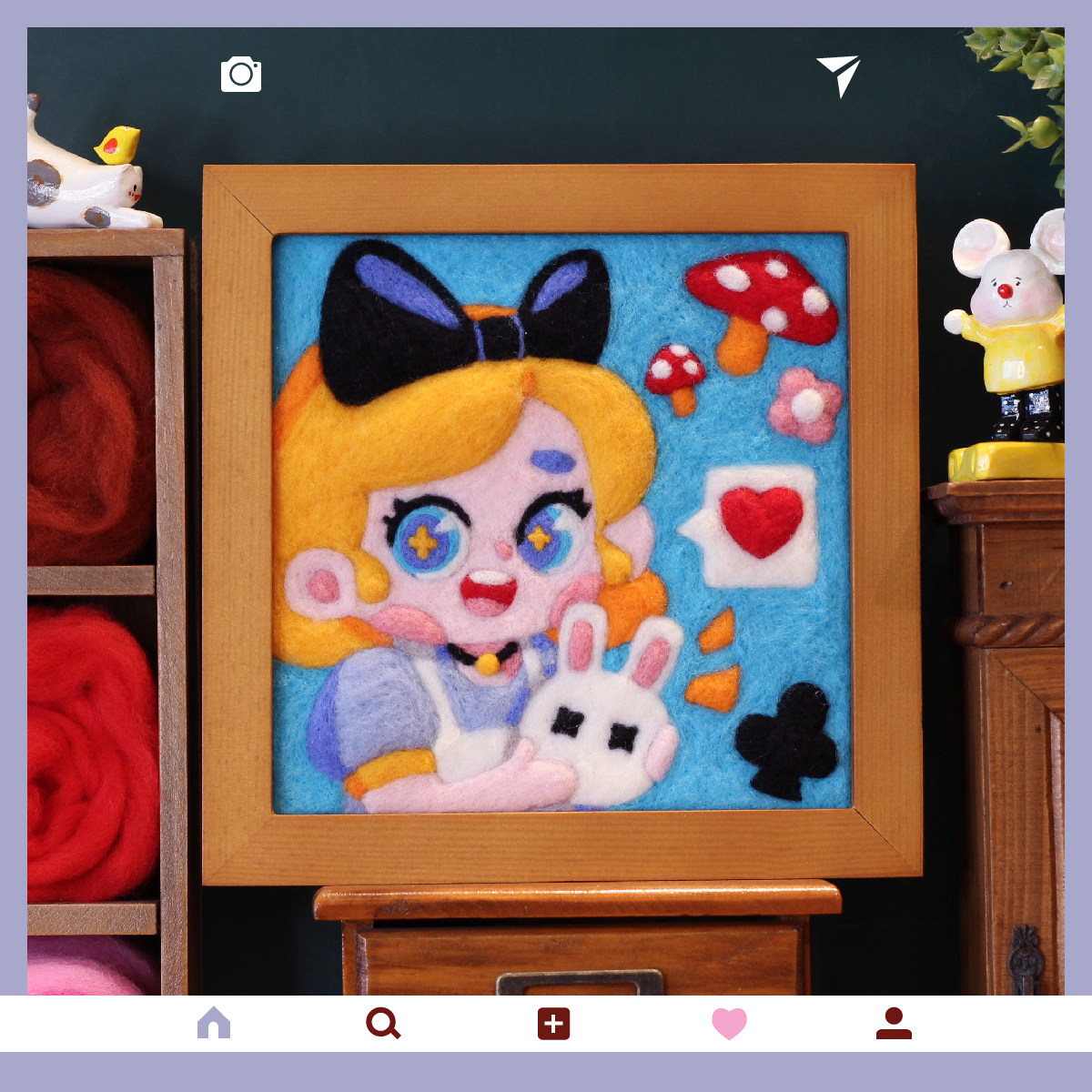 少女心小兔公主羊毛毡相框画戳戳乐手工diy材料包扎扎乐情侣礼物