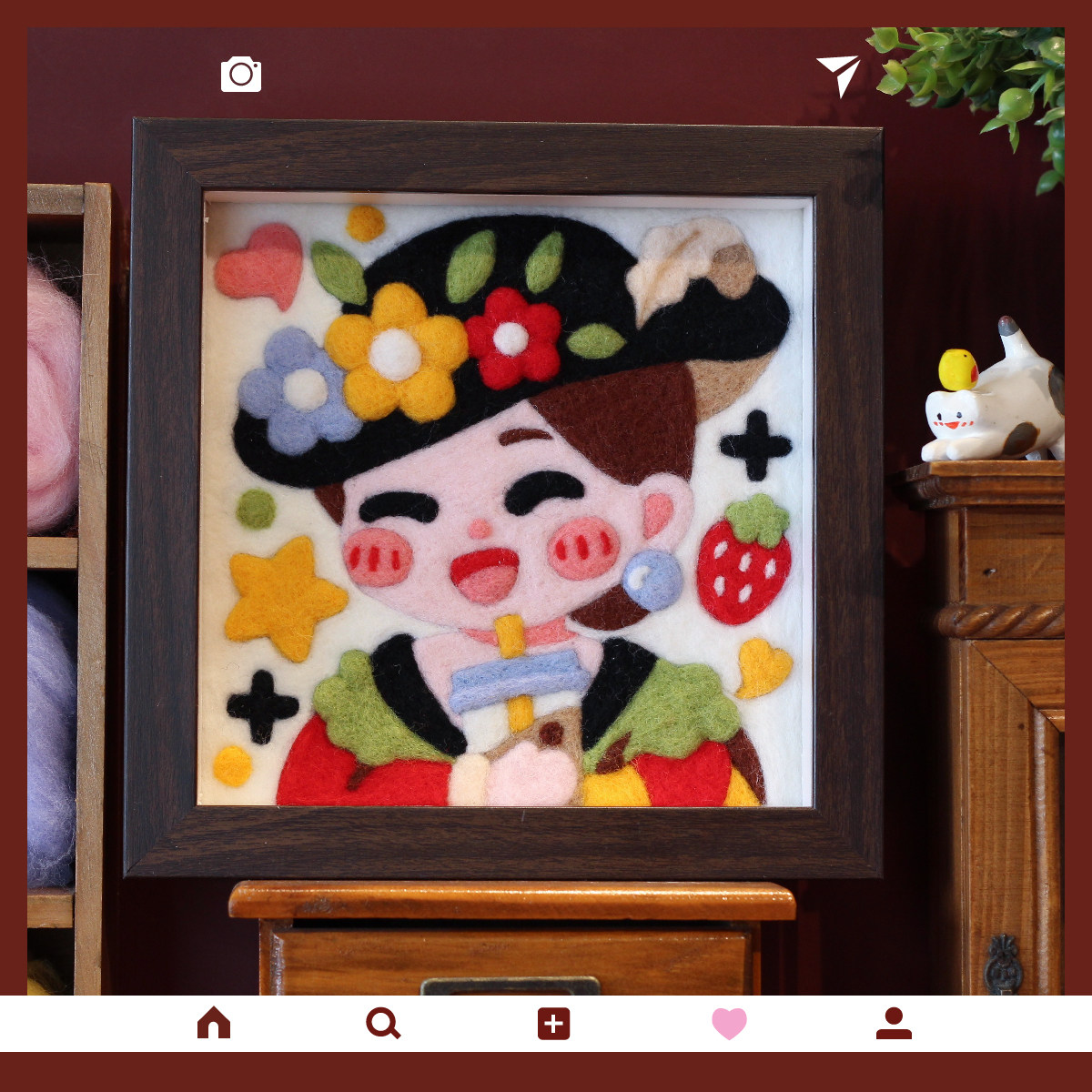 戳戳乐羊毛毡diy相框画桌面创意装饰送女生礼物闺蜜有心意的礼物