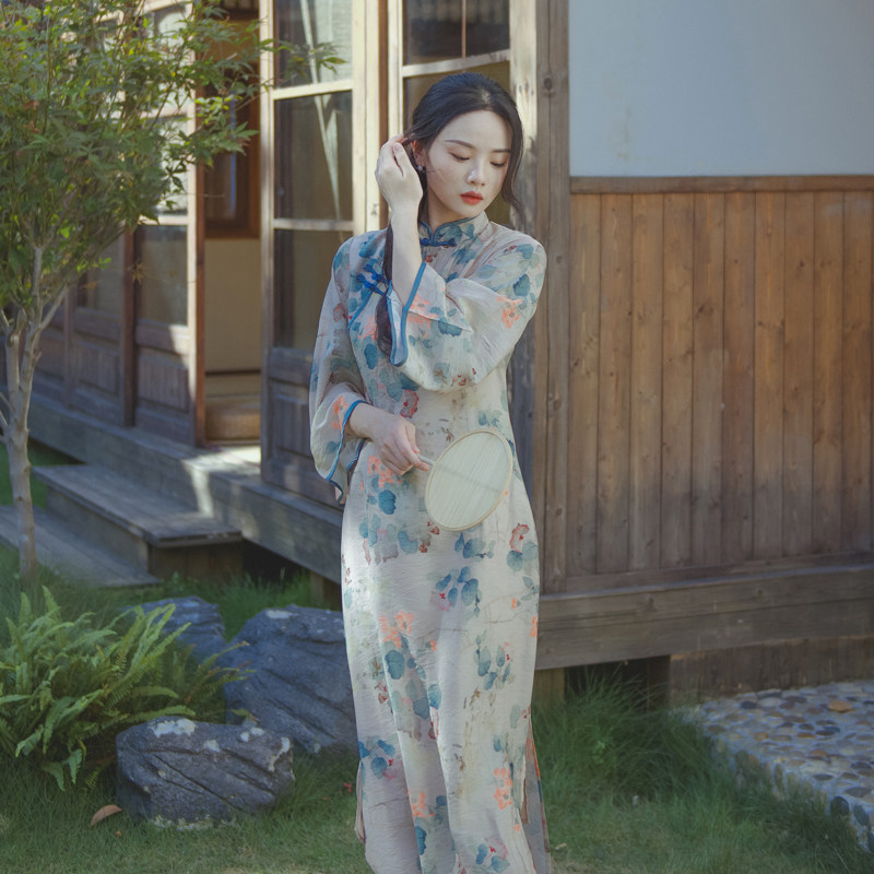 早秋棉麻改良旗袍苏式年轻款日常斜襟民国复古风显瘦禅茶服连衣裙