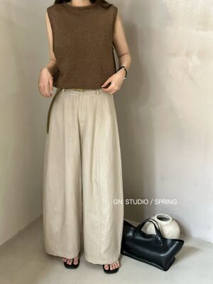 GN026057韩系新女老钱风宽松显瘦休闲裤弯刀气球直筒阔腿裤长裤子