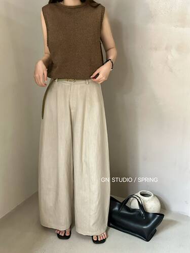 GN026057韩系新女老钱风宽松显瘦休闲裤弯刀气球直筒阔腿裤长裤子
