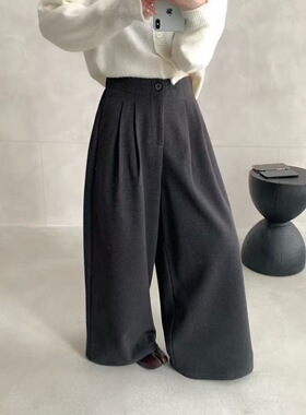 U粒11209lour2025秋季韩系新宽松显瘦高腰直筒休闲裤女阔腿长裤子