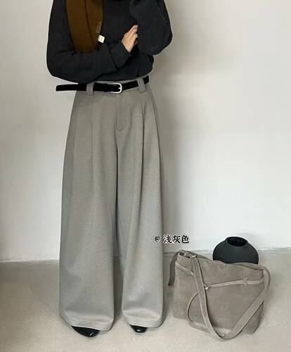 GN026889秋季新款女韩系百搭休闲宽松高腰显瘦高智感阔腿裤子