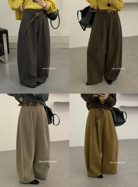 sky20168韩系新宽松显瘦高腰弯刀裤气球直筒休闲女百搭阔腿长裤子