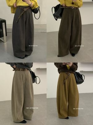 sky20168韩系新宽松显瘦高腰弯刀裤气球直筒休闲女百搭阔腿长裤子