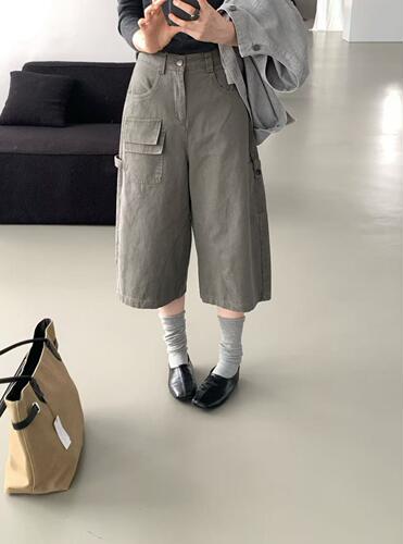 ULOUR2026年新款女美式潮牌水洗八分宽松工装短裤街头风休闲裤子