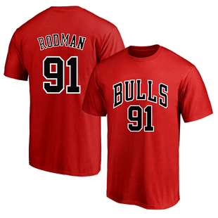 芝加哥91号罗德曼球衣训练服纯棉圆领短袖T恤篮球运动半袖