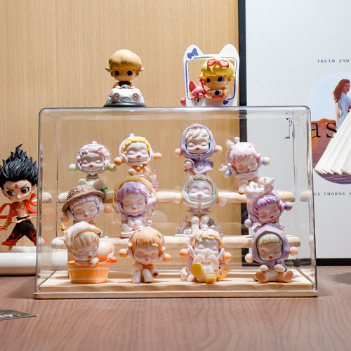 盲盒手办展示架大容量木质阶梯