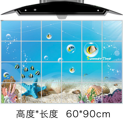 厨房折叠吸油烟机防油贴纸灶台玻璃防水墙贴耐高温3张装