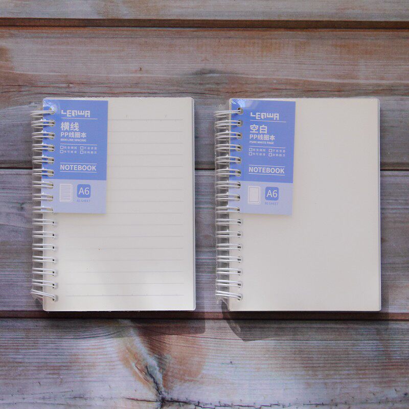联华文具 雾蓝系列a6侧翻线圈本 pp面双线环简约80页随身记事本子