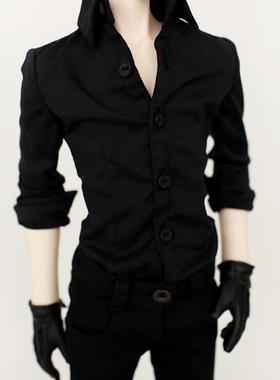 BJD娃衣 1/4 1/3 黑色衬衫 衬衣 壮叔 衬衫 两件套 可定制尺寸