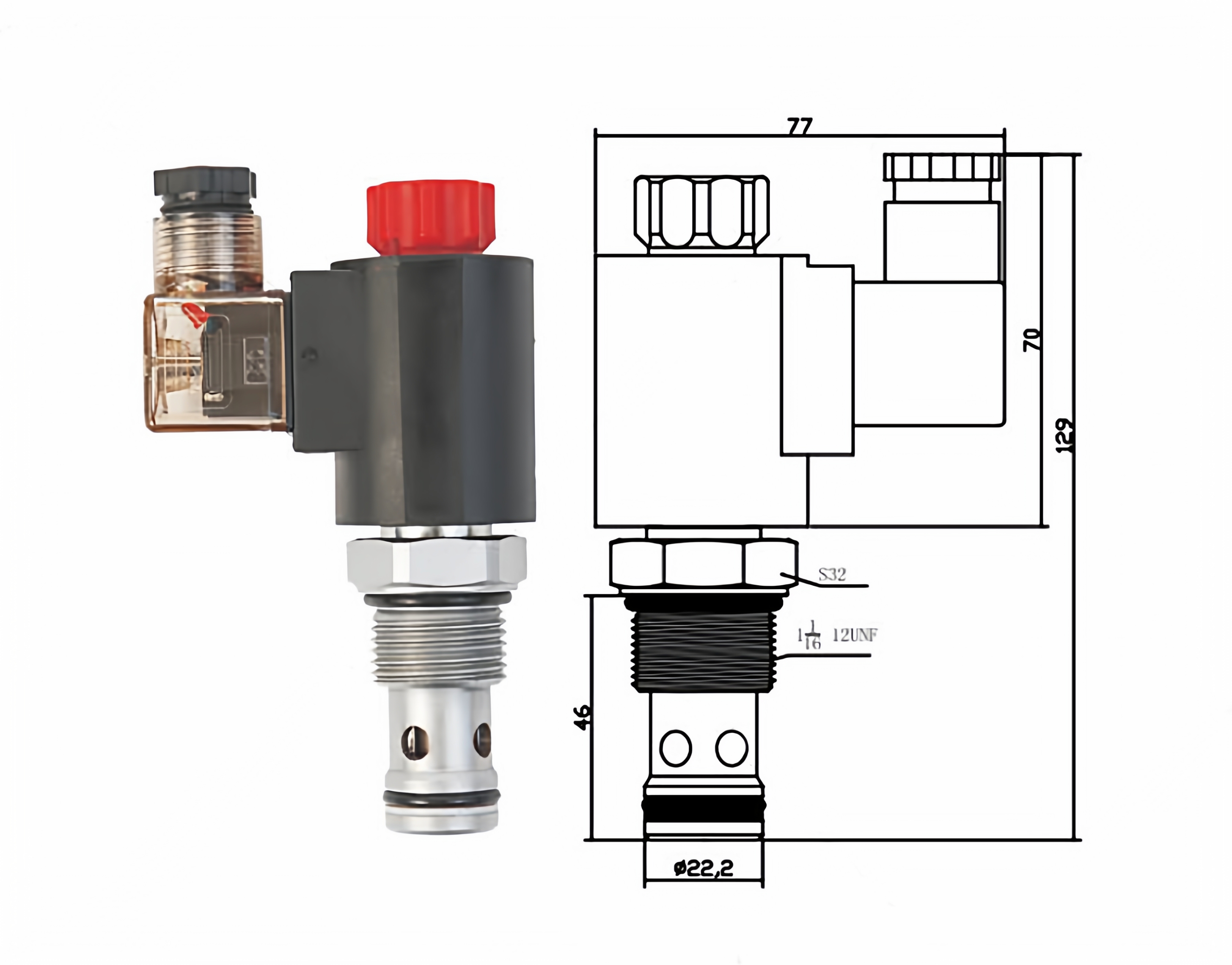 液压螺纹插装二位二通电磁阀-常闭型HSV2-12-2NCP