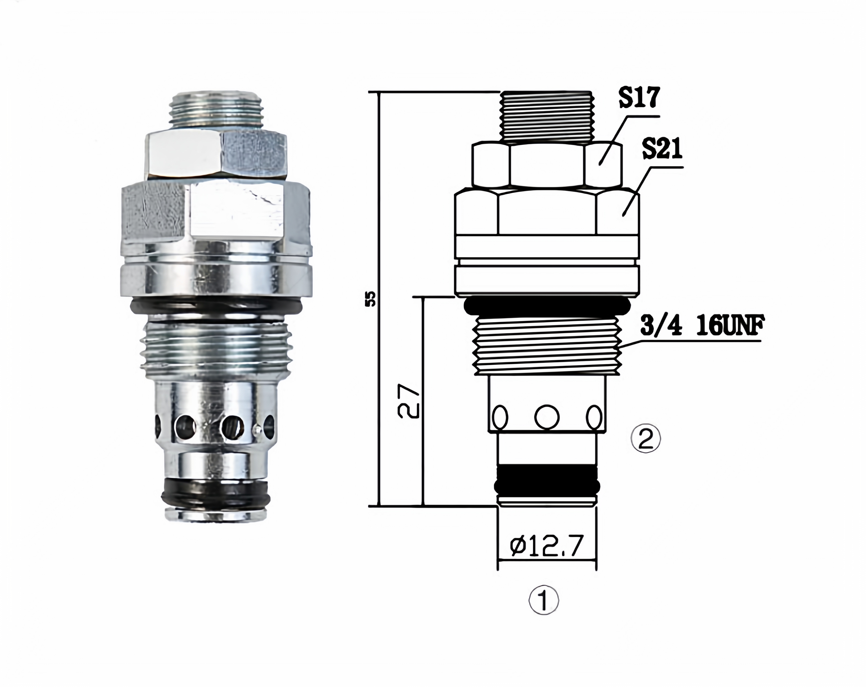 直动式溢流阀孔径16mm12.7mm