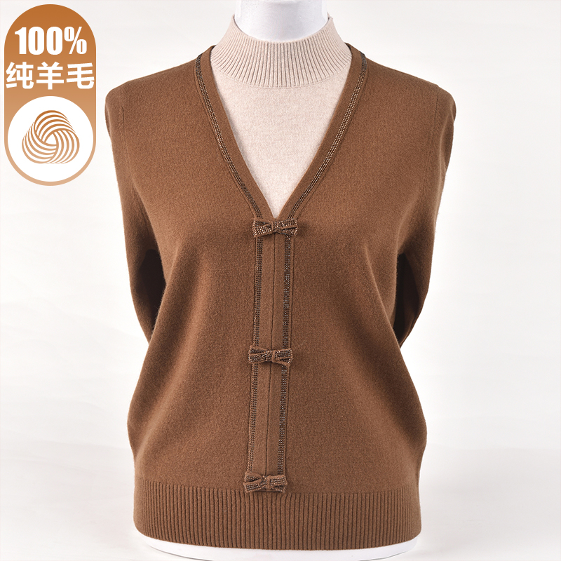 洋气妈妈秋冬假两件100纯羊毛衫