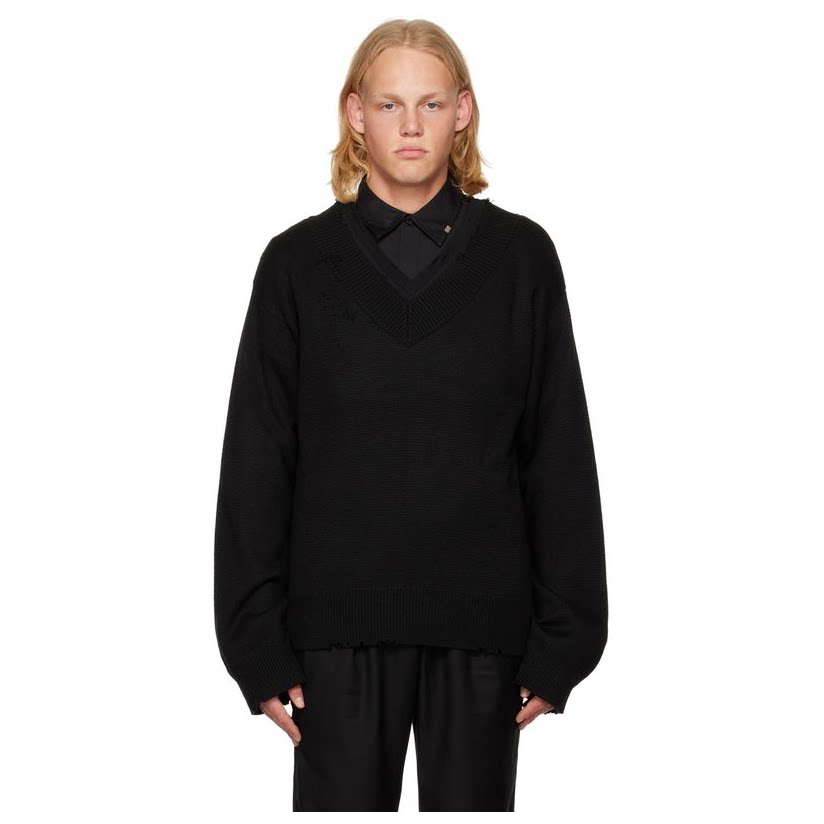 c2h4 黑色叠层毛衣男