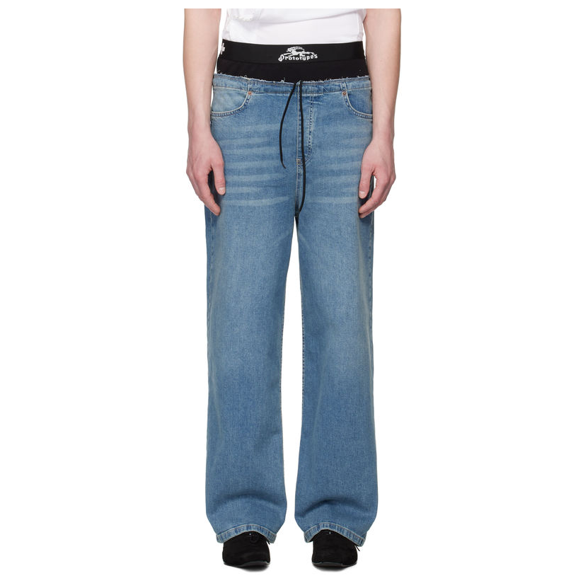 PROTOtypes 蓝色 Waistband Regular 牛仔裤男男裤轻质运动裤运