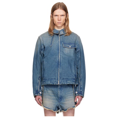 Random Identities 蓝色 Washed Zipped 牛仔夹克短外套男舒适
