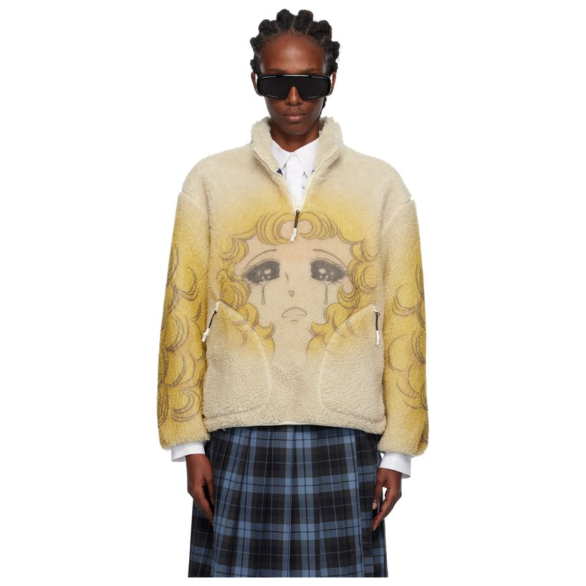 pushBUTTON 黄色  米色 Crying Girl Half Zip Up Fleece 卫衣