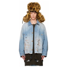 Doublet 蓝色 Cutoff 牛仔夹克短外套男飞行员夹克中性款舒适防