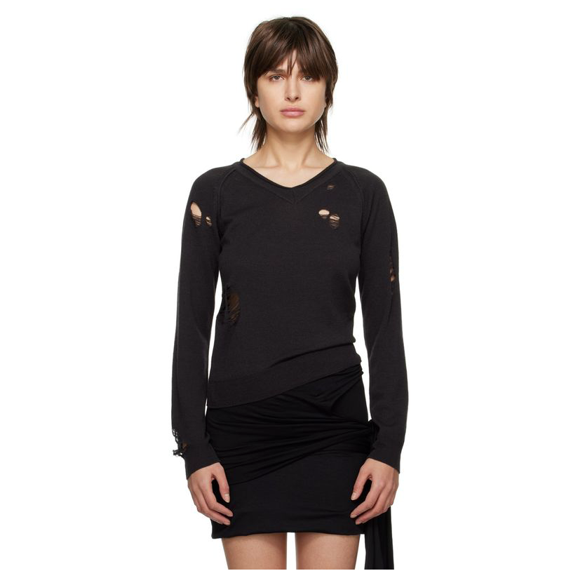 theopen product 黑色 ripped 毛衣女