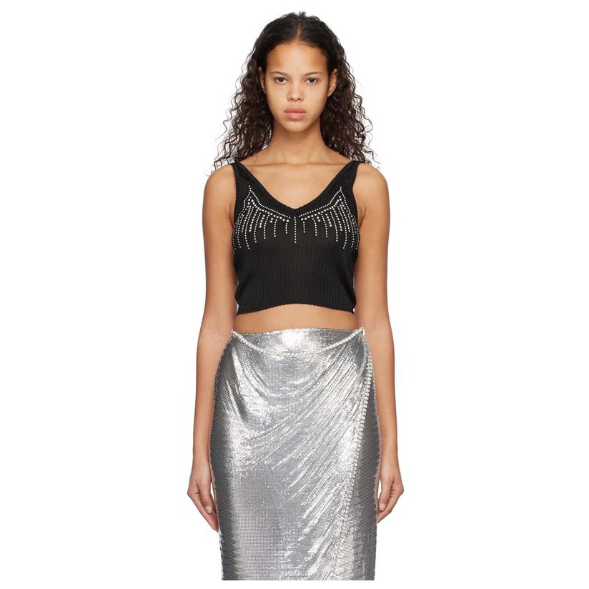 paco rabanne 黑色铆钉背心女