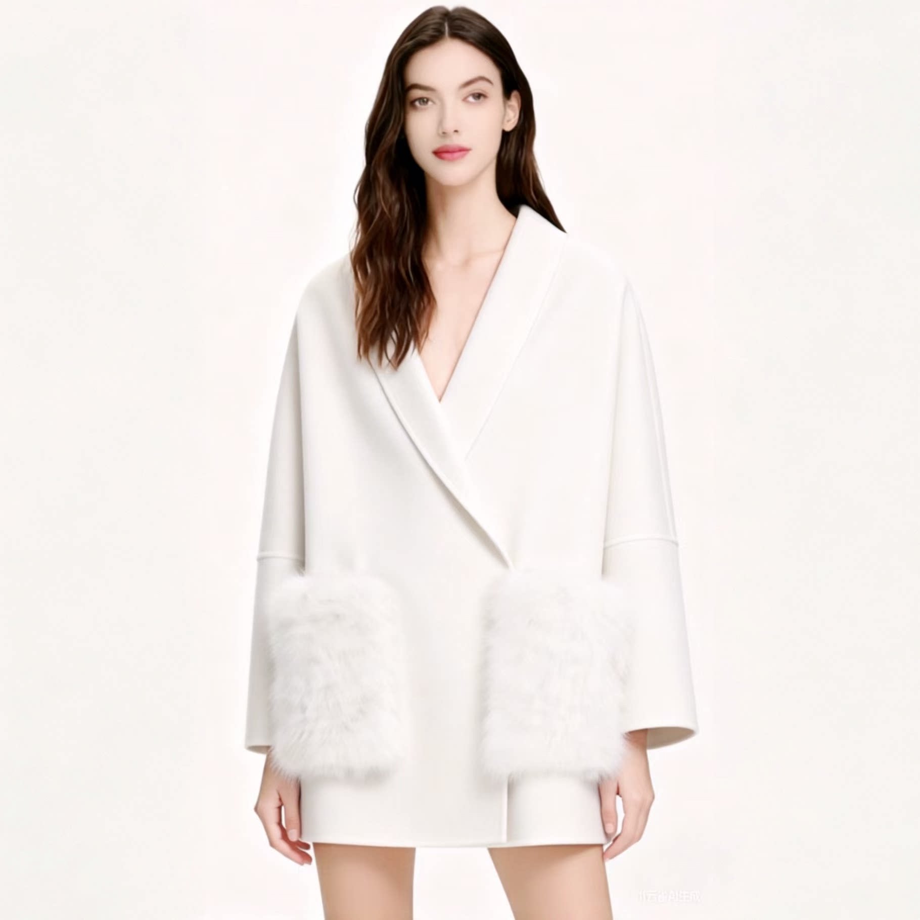 【牦牛绒+羊毛】云境之织气质狐狸毛廓形简约秋冬女短款毛呢大衣