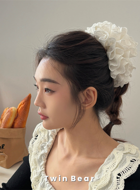 肥嘟嘟厚实又大朵~古力娜扎同款超大号白色纯棉荷叶边花边大肠圈