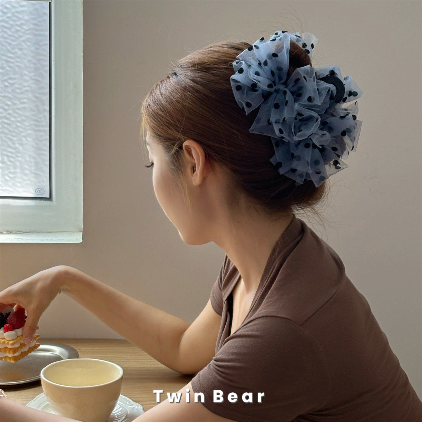 慵懒感~韩系波点网纱蝴蝶结抓夹2025新款高级气质大号盘发鲨鱼夹,饰品/流行首饰/时尚饰品新,发饰,淘宝优惠券,粉丝福利购,淘宝优惠卷