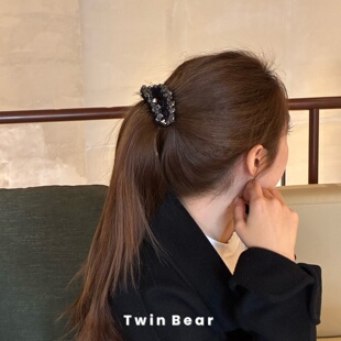 全手工缝制~高级感轻奢水钻马尾夹扎头发夹韩国东大门女士发饰