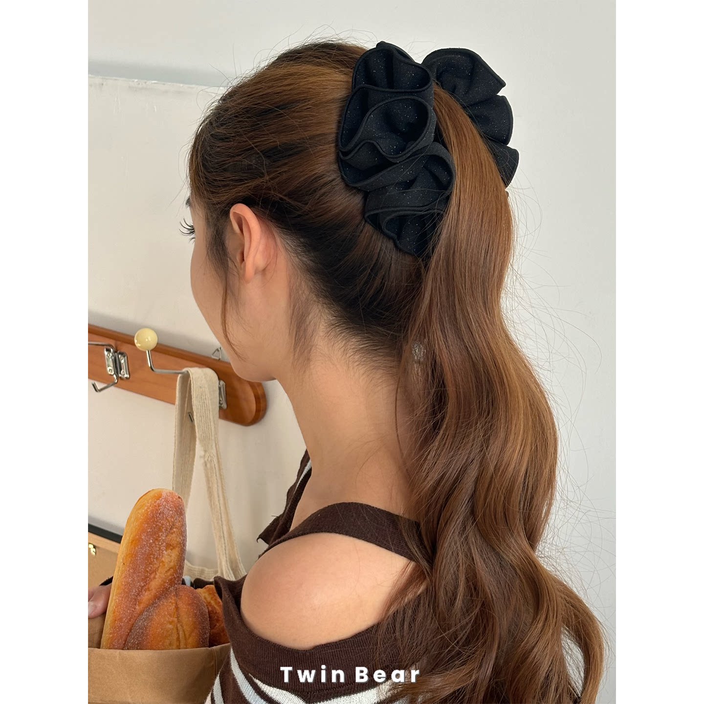 满天星系列~黑色高级感亮闪闪花苞香蕉夹马尾夹扎头发发夹发饰 - 双生熊原创品牌发饰出品