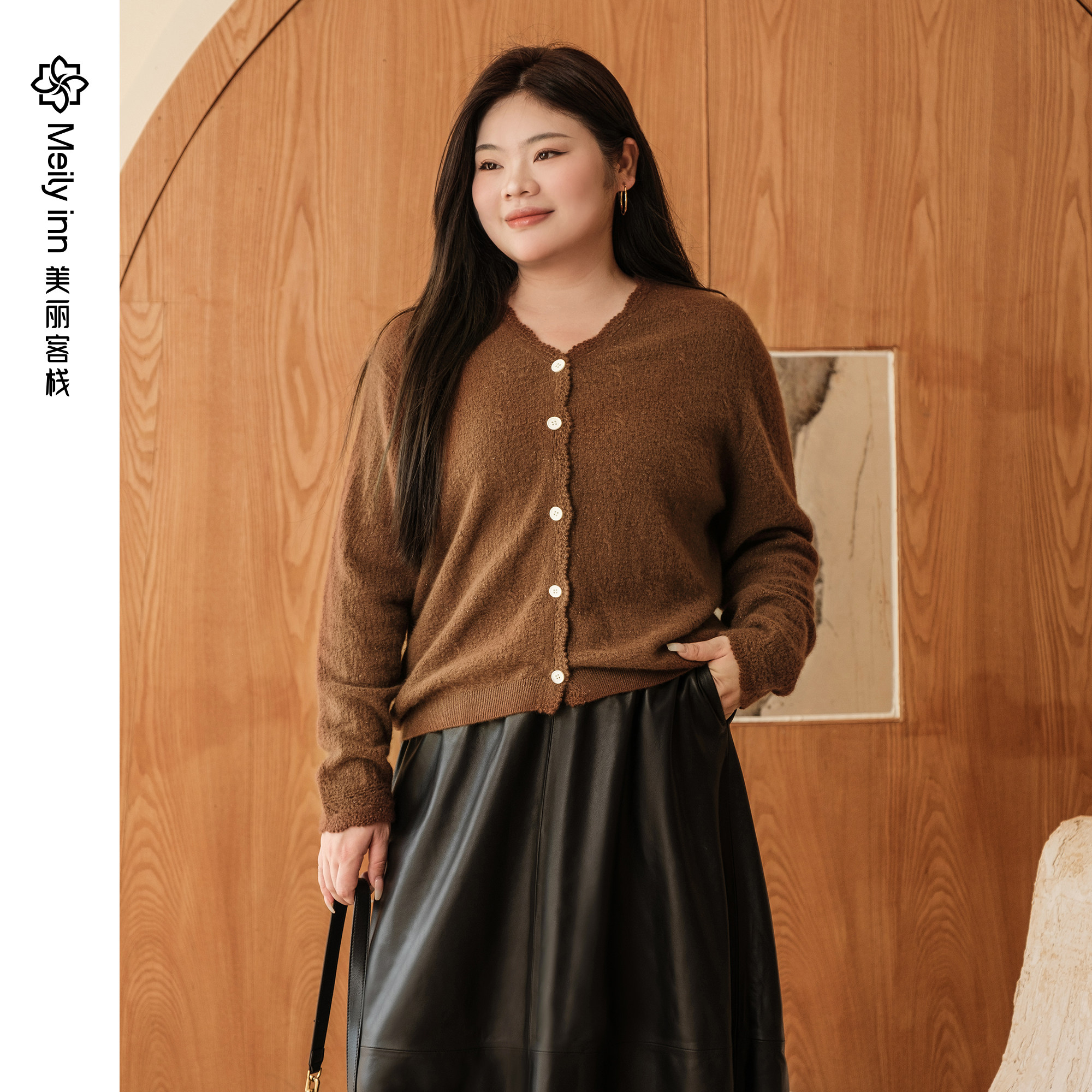 100羊绒美丽客栈新款羊绒衫针织秋大码女装纯色大码女式羊绒开衫