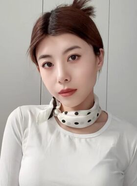 2025新款春夏季薄款珍珠项链磁吸扣懒人丝巾女吊坠围脖锁骨链丝巾