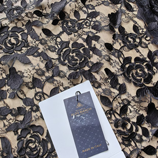 意大利进口鼎奢工坊底布蕾丝贴布刺绣面料 高定连衣裙布料