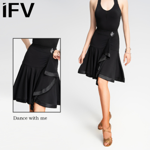 IFV女士成人拉丁舞裙半身裙大摆裙显瘦新款 练功裙班服比赛服2038