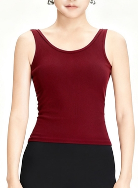 IFV黑色露背吊带背心女美背修身无袖外穿上衣拉丁舞衣带胸垫1050