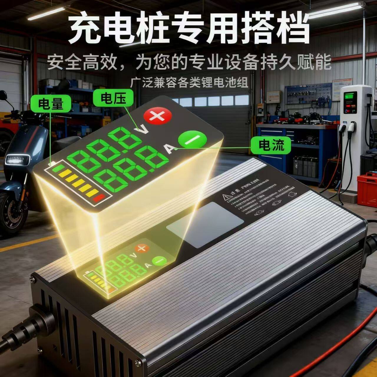 可调电流大功率锂电池充电器60V48V72V20A18A25A27A快充自动断电