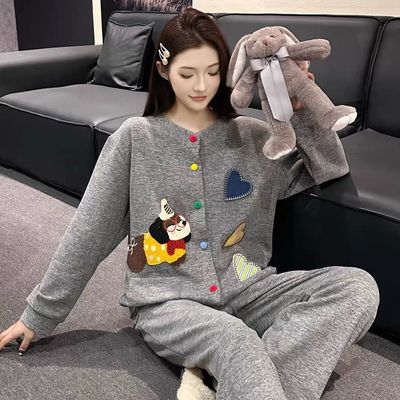 德绒睡衣女款秋冬季新款羊绒开衫