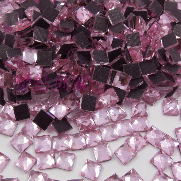 粉红方块中东烫钻/DMC异形钻/DIY服饰饰品配件玻璃方块平底钻