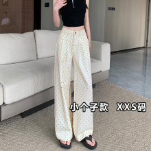 小个子裤子女九分波点休闲裤夏季2024新款时尚洋气高腰宽松阔腿裤