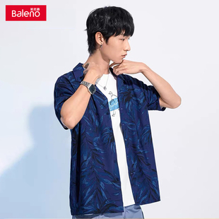 男装 班尼路新款 短袖 衬衫 88104045 沙滩休闲宽松衬衣夏威夷风 包邮