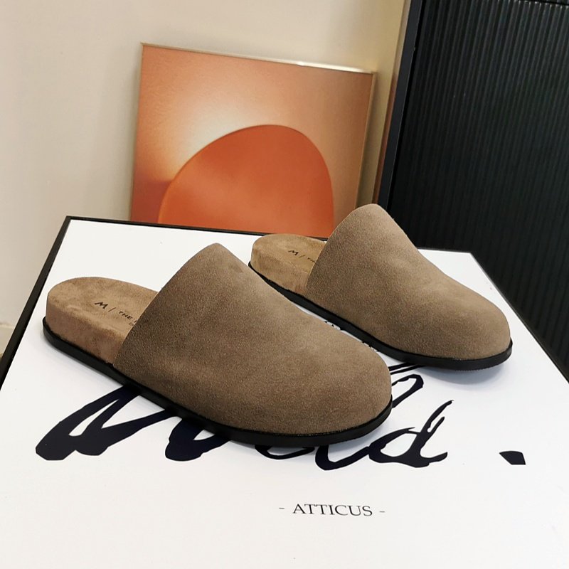 平底包头半拖女外穿2025秋季新款复古磨砂软底勃肯鞋一脚蹬懒人鞋,女鞋,包头拖,淘宝优惠券,粉丝福利购,淘宝优惠卷