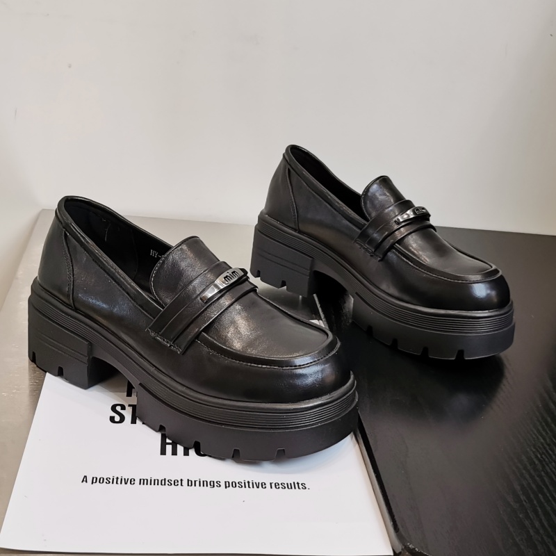 厚底增高乐福鞋一脚蹬百搭小皮鞋