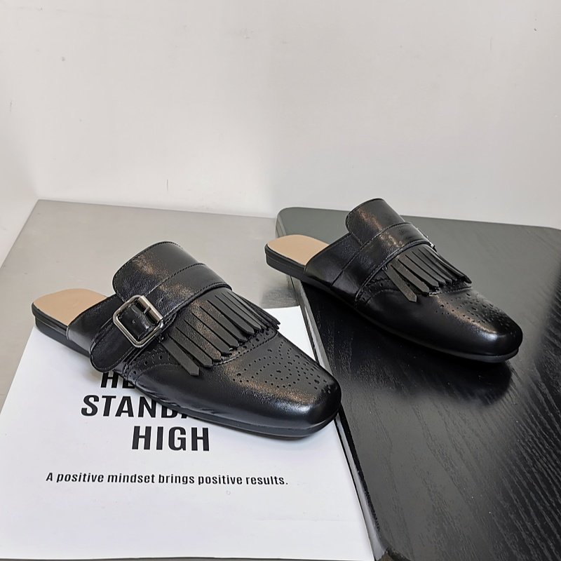 复古流苏软底懒人鞋女2026新款外穿包头半拖百搭一脚蹬平底穆勒鞋,女鞋,穆勒鞋,淘宝优惠券,粉丝福利购,淘宝优惠卷