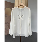 高端乔其纱防晒衣轻奢后背镂空夏季 薄款 圆领长袖 G货 上衣衬衫 女